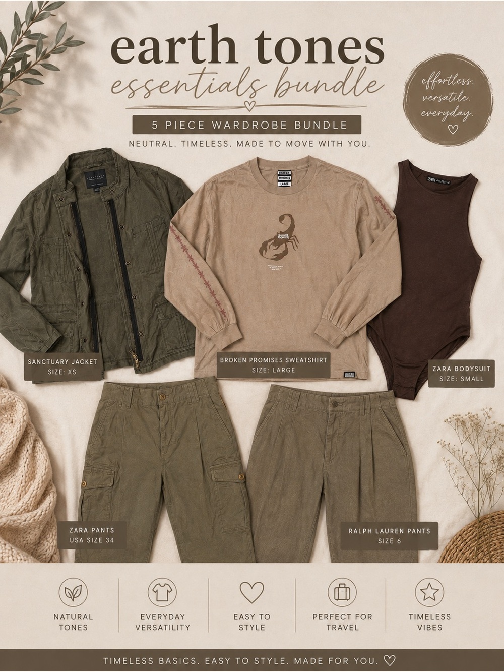 Earth Tones Essentials 5-Piece Wardrobe Bundle